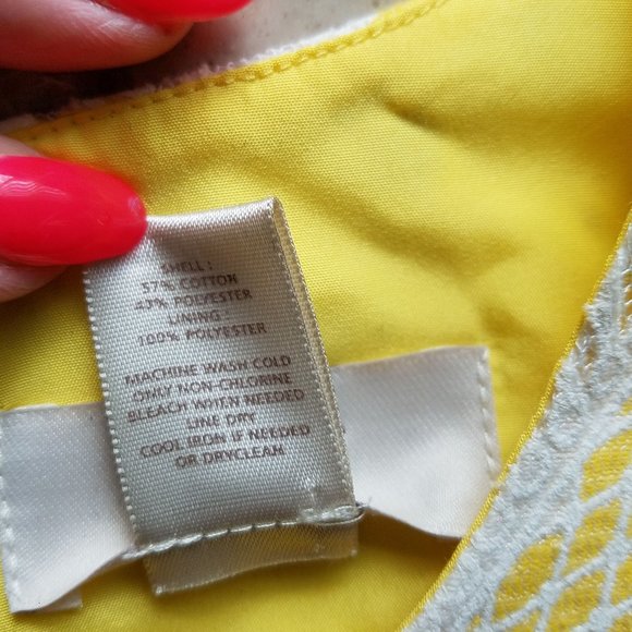 LOFT Yellow White Crochet Summer Dress 6 - Picture 5 of 5